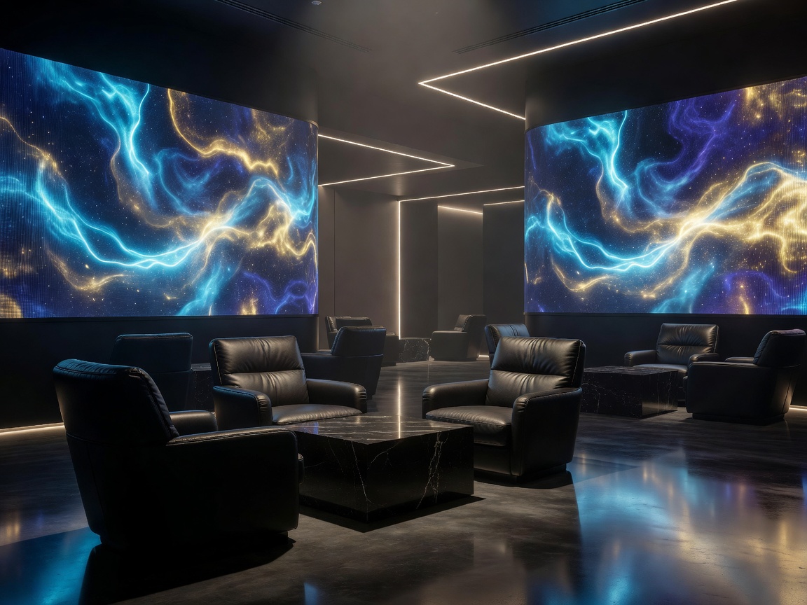 Premium illuminated digital entertainment lounge interface